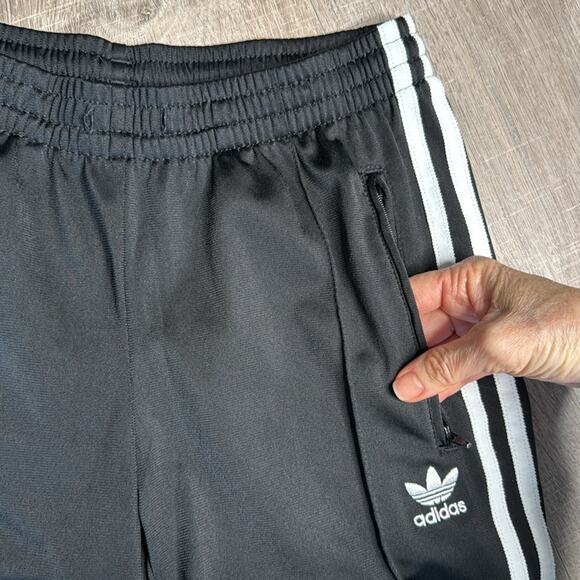 ADIDAS Boys Black White Elastic Waist Athletic Track Pants - Picture 3 of 7
